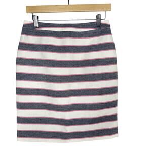 Halogen Size 4 Blue Cream Pink Striped Textured Pencil Skirt Career Office Work